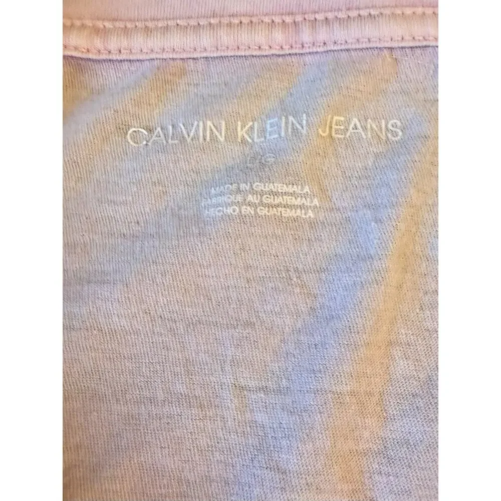 Calvin Klein Jeans Pink Tie Front Crop Tee Logo Patch Y2K Preppy Women Size L - Picture 4 of 11
